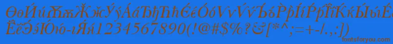 BaskervilleCyrillicItalic Font – Brown Fonts on Blue Background