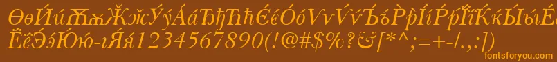 More about BaskervilleCyrillicItalic Font BaskervilleCyrillicItalic Font – Orange Fonts on Brown Background
