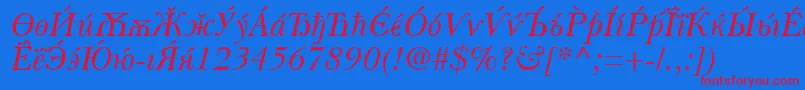 fuente BaskervilleCyrillicItalic – Fuentes Rojas Sobre Fondo Azul