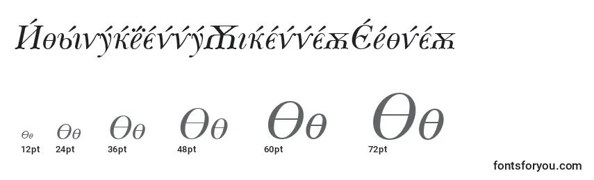 Размеры шрифта BaskervilleCyrillicItalic
