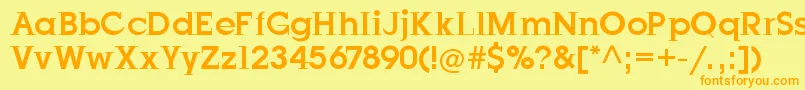 フォントJustOldFashion – オレンジの文字が黄色の背景にあります。