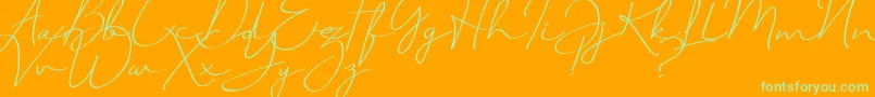 JustSignature Font – Green Fonts on Orange Background