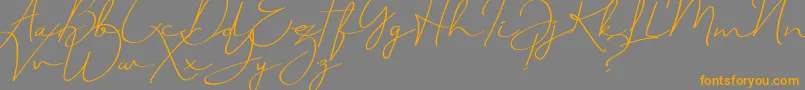 JustSignature-Schriftart – Orangefarbene Schriften auf grauem Hintergrund