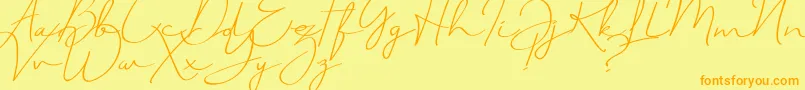 Fonte JustSignature – fontes laranjas em um fundo amarelo