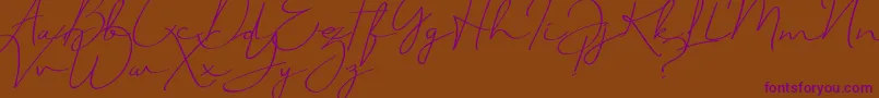 JustSignature Font – Purple Fonts on Brown Background