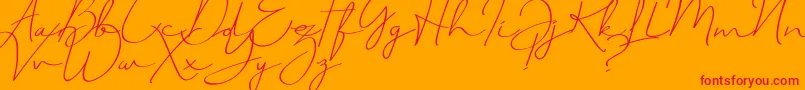 JustSignature Font – Red Fonts on Orange Background