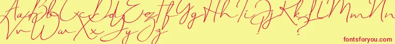 JustSignature Font – Red Fonts on Yellow Background