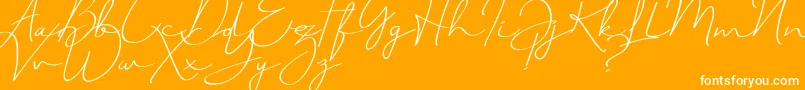 JustSignature-Schriftart – Weiße Schriften auf orangefarbenem Hintergrund