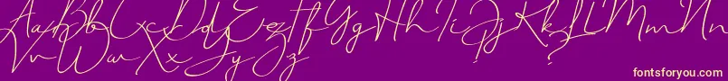 JustSignature-Schriftart – Gelbe Schriften auf violettem Hintergrund