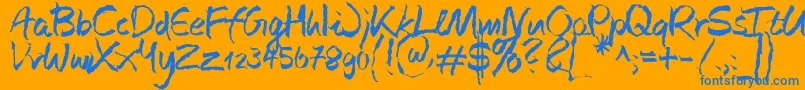 JustSimply Regular Font – Blue Fonts on Orange Background