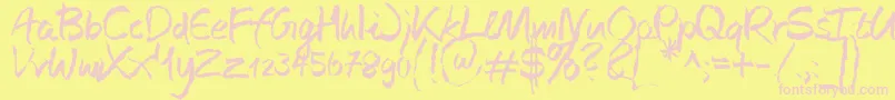 フォントJustSimply Regular – ピンクのフォント、黄色の背景