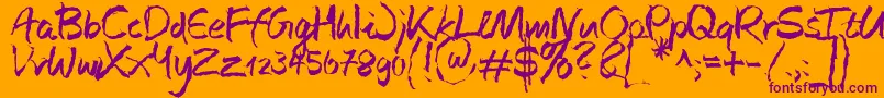 JustSimply Regular-Schriftart – Violette Schriften auf orangefarbenem Hintergrund