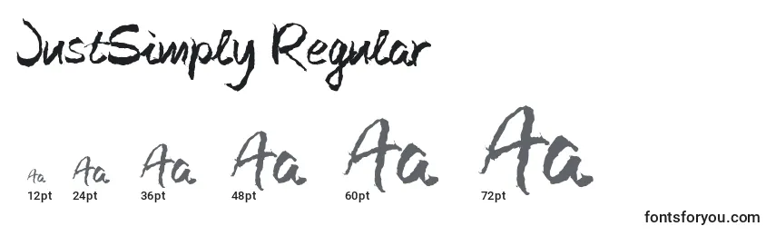 JustSimply Regular Font Sizes