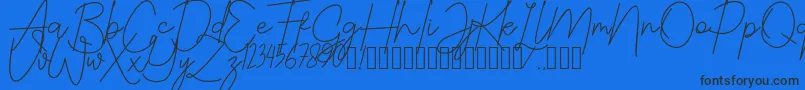 JustwinchSignatureDemo-Schriftart – Schwarze Schriften auf blauem Hintergrund