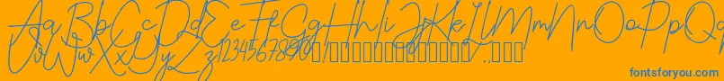 Czcionka JustwinchSignatureDemo – niebieskie czcionki na pomarańczowym tle