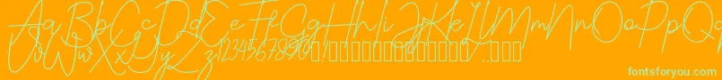 JustwinchSignatureDemo-Schriftart – Grüne Schriften auf orangefarbenem Hintergrund