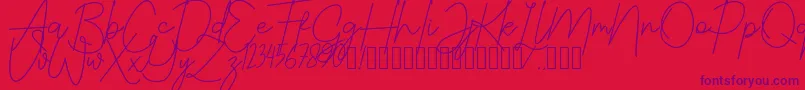 JustwinchSignatureDemo Font – Purple Fonts on Red Background