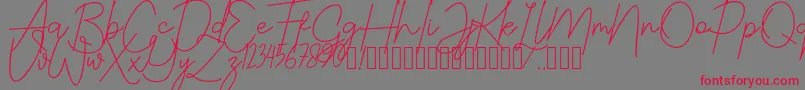 JustwinchSignatureDemo Font – Red Fonts on Gray Background