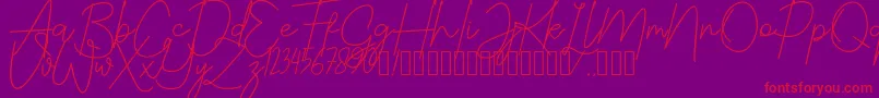 Czcionka JustwinchSignatureDemo – czerwone czcionki na fioletowym tle