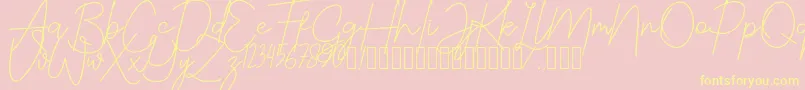 JustwinchSignatureDemo Font – Yellow Fonts on Pink Background