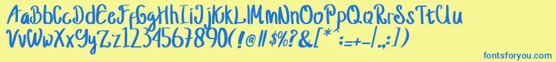 jusy Font – Blue Fonts on Yellow Background
