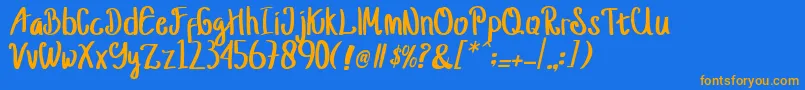 jusy Font – Orange Fonts on Blue Background