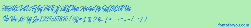 juvenile Font – Blue Fonts on Green Background