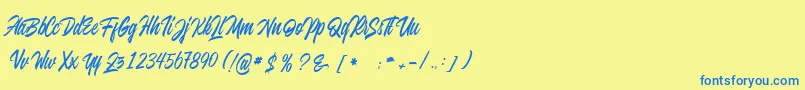 juvenile Font – Blue Fonts on Yellow Background