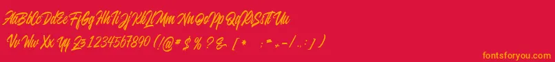 フォントjuvenile – 赤い背景にオレンジの文字