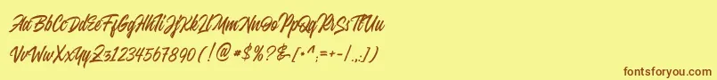 JuvenileRough Rough-Schriftart – Braune Schriften auf gelbem Hintergrund