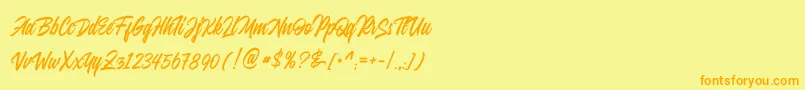 Weitere Informationen zur JuvenileRough Rough-Schriftart JuvenileRough Rough-Schriftart – Orangefarbene Schriften auf gelbem Hintergrund