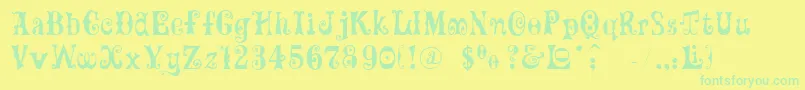 Ft82 Font – Green Fonts on Yellow Background
