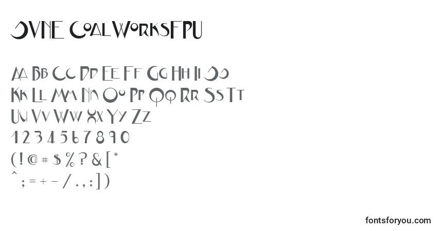 Czcionka JVNE CoalWorksFPU – alfabet, cyfry, specjalne znaki