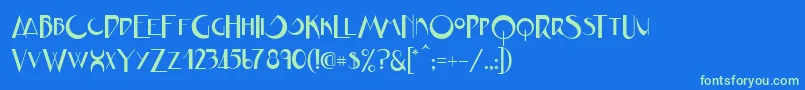 JVNE CoalWorksFPU Font – Green Fonts on Blue Background