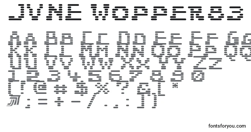 Czcionka JVNE Wopper83 – alfabet, cyfry, specjalne znaki