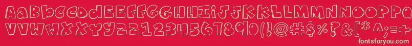 K26ComicKats Font – Green Fonts on Red Background