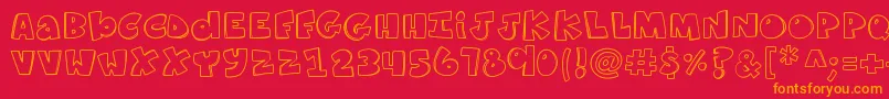 K26ComicKats Font – Orange Fonts on Red Background