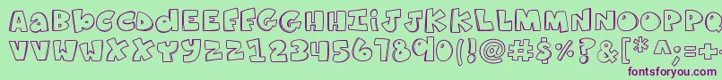 K26ComicKats Font – Purple Fonts on Green Background