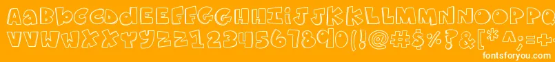 K26ComicKats Font – White Fonts on Orange Background