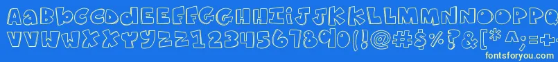 K26ComicKats Font – Yellow Fonts on Blue Background