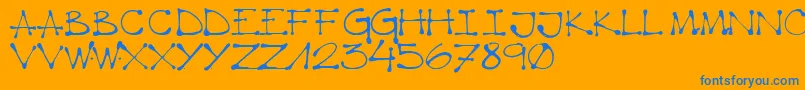 K66 Regular-Schriftart – Blaue Schriften auf orangefarbenem Hintergrund