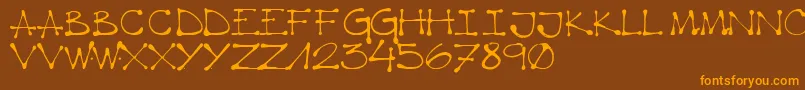 K66 Regular-Schriftart – Orangefarbene Schriften auf braunem Hintergrund