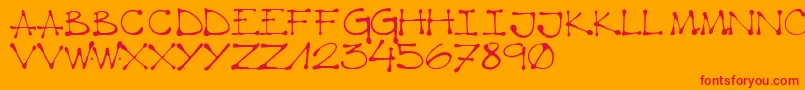 K66 Regular-Schriftart – Rote Schriften auf orangefarbenem Hintergrund