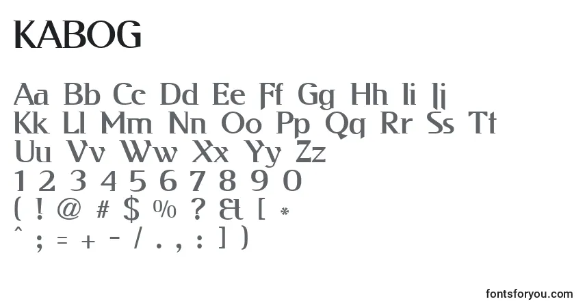 A fonte KABOG    (131297) – alfabeto, números, caracteres especiais
