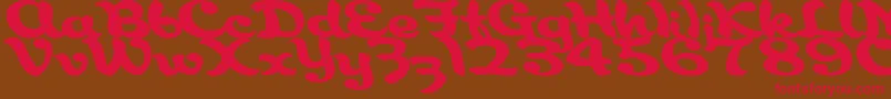 フォントAborigianlRegularTtstd – 赤い文字が茶色の背景にあります。