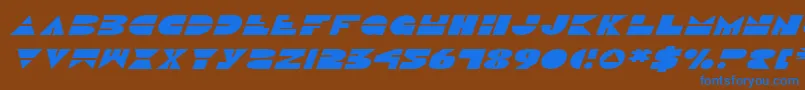 Czcionka DiscoDuckExpitalic – niebieskie czcionki na brązowym tle