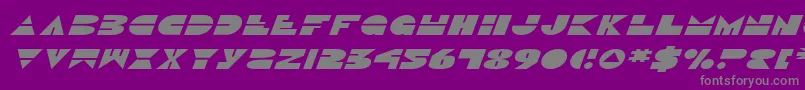 DiscoDuckExpitalic-fontti – harmaat kirjasimet violetilla taustalla