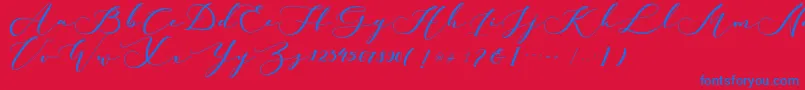 kachine-Schriftart – Blaue Schriften auf rotem Hintergrund