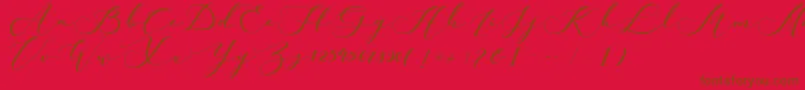kachine-Schriftart – Braune Schriften auf rotem Hintergrund