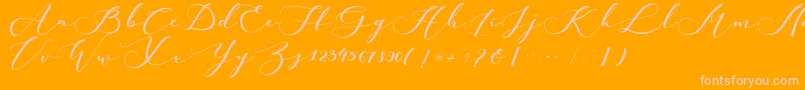 kachine-fontti – vaaleanpunaiset fontit oranssilla taustalla